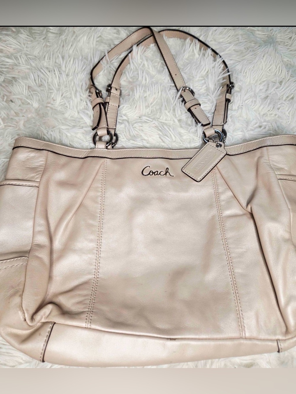 Vintage Coach Pale Leather Tote with Double Straps